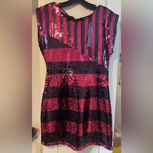 Atmosphere Pink and Black Sequin Mini Dress